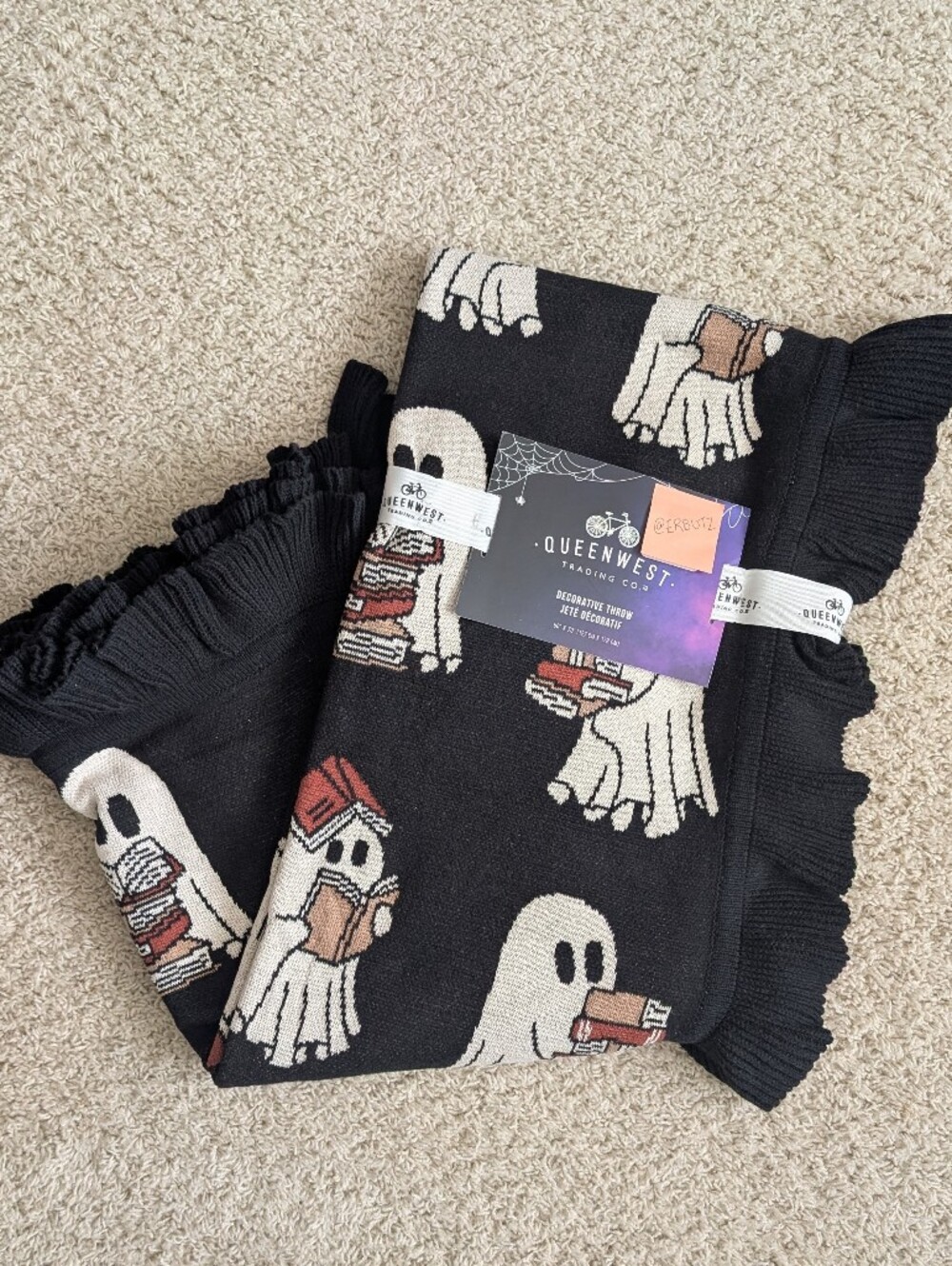 Viral 🎥 Queenwest Bookish Reading Ghost Blanket, Halloween Home Decor 📚👻 - Picture 2 of 9